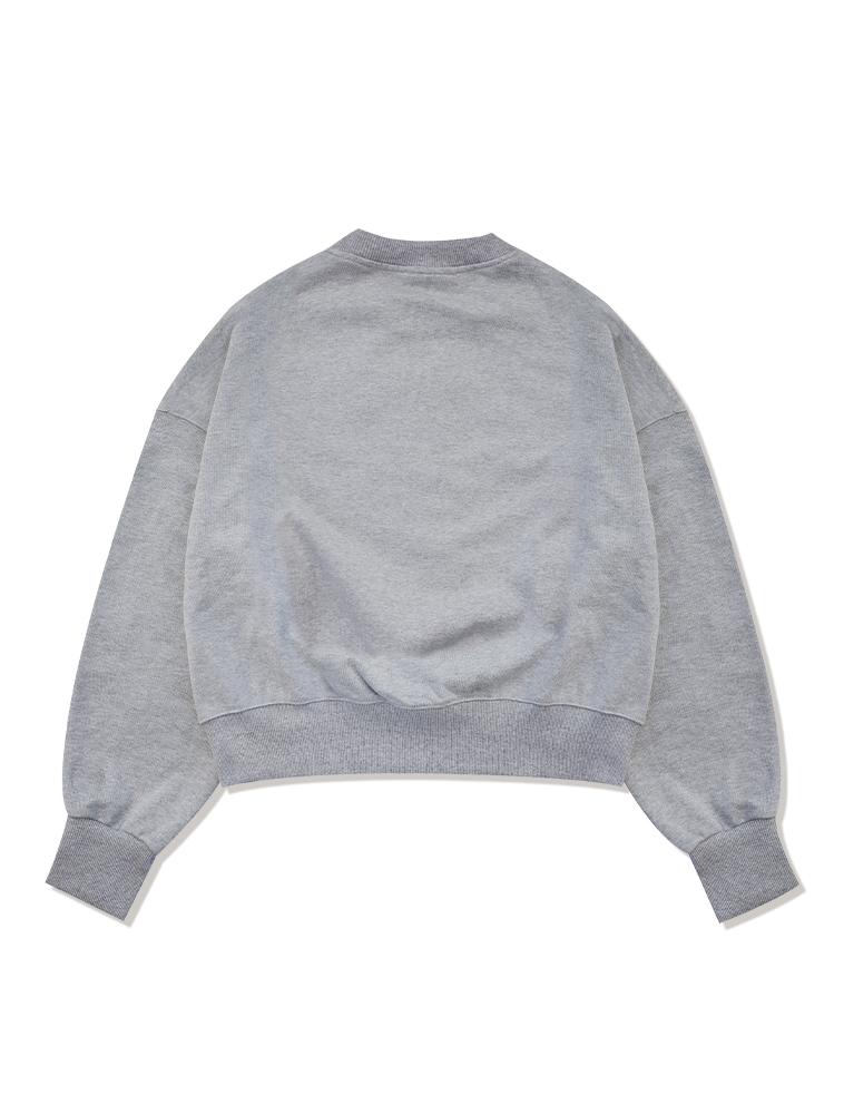 LA MAISON STUDIO [Fleece Line Selection] Women'S Crop Le Liss Foamed Embossed Embroidery Sweatshirt Melange Navy (Fcb4Ts360W)