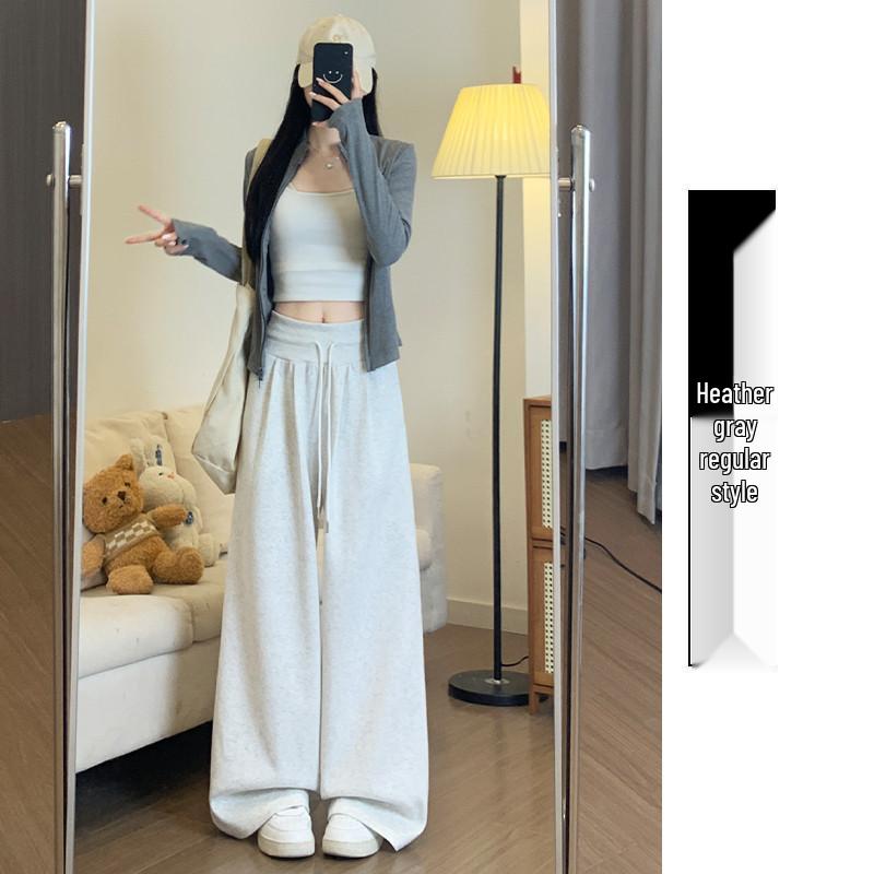 Women's Plus Velvet High-Waisted Wide-Leg Pants - Autumn/Winter Thickened Curve Drape Casual Wear