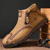 Autumn/Winter Men's Mid-Top Leather Slip-On Martin Boots - Large Size, Handmade, Stitched, Business Style.