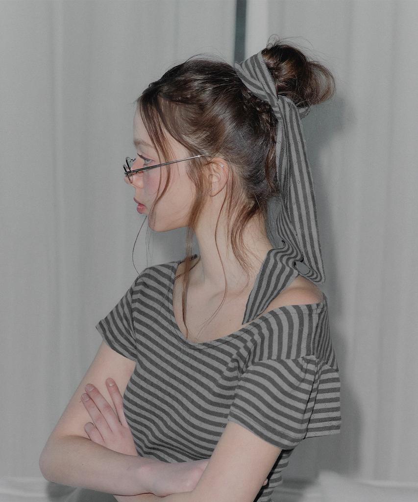 Teuwi Deaden Stripe Jacquard Short Sleeve T-Shirt (Strap Set)