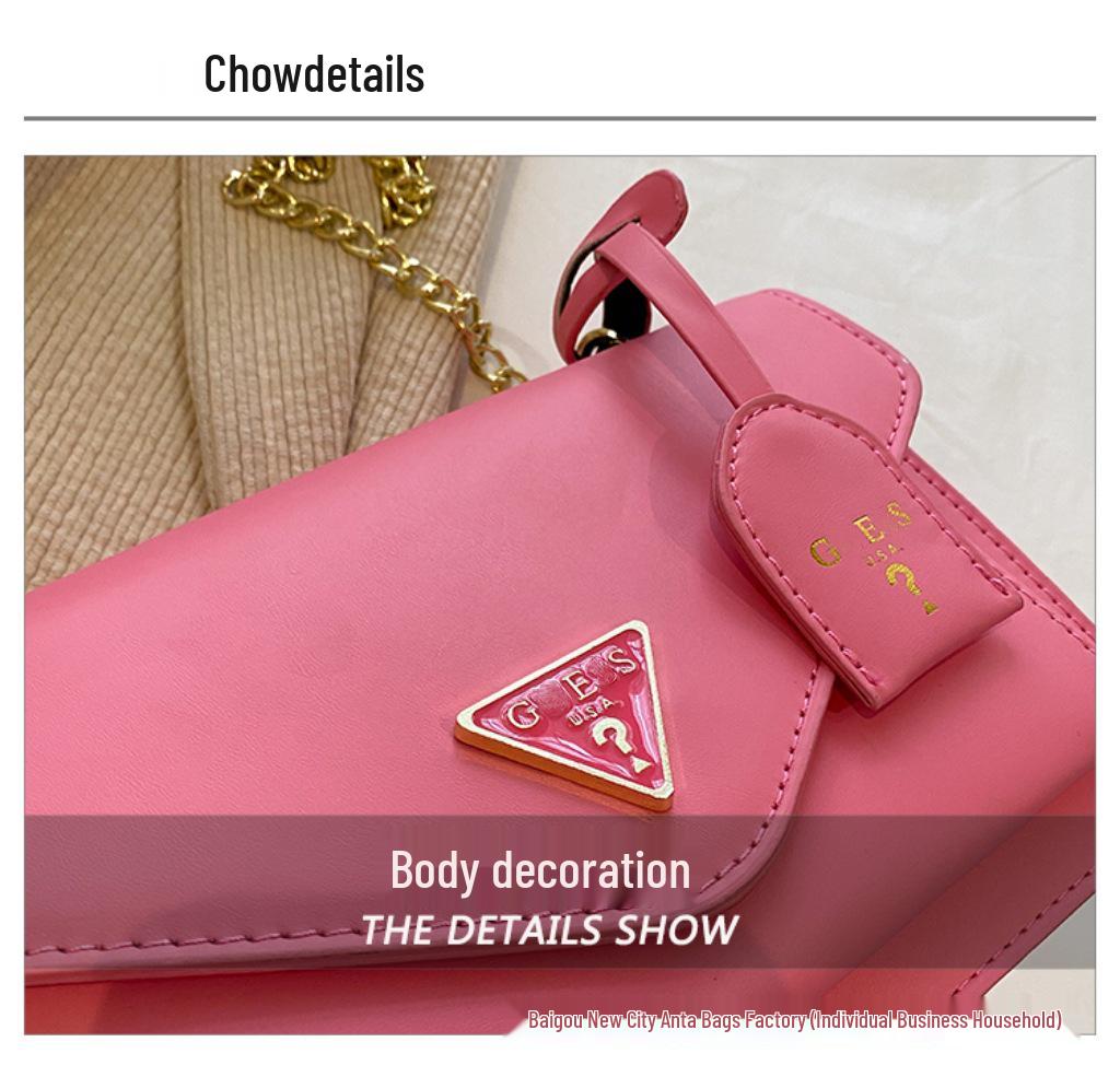 Korean Style Women's Versatile Crossbody Shoulder Bag with High-End Texture and Popular Chain Design