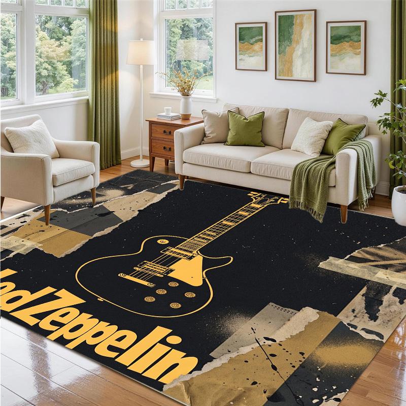 Led Zeppelin Design Crystal Velvet Rug Soft Decorative Mat for Bedroom Entrance