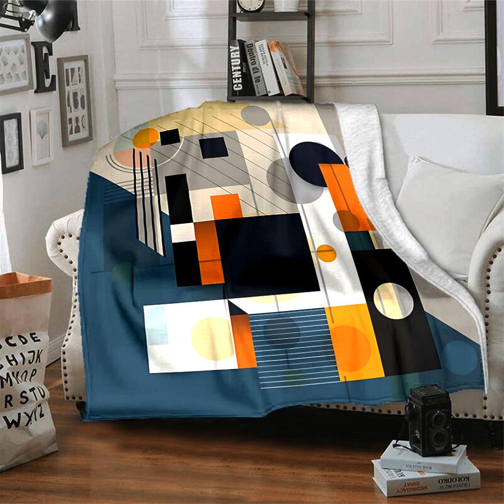 Abstract Geometric Composition Blanket Soft Throw Blanket For Home Bedroom Bed Sofa Travel Office Solid Christmas Blanket