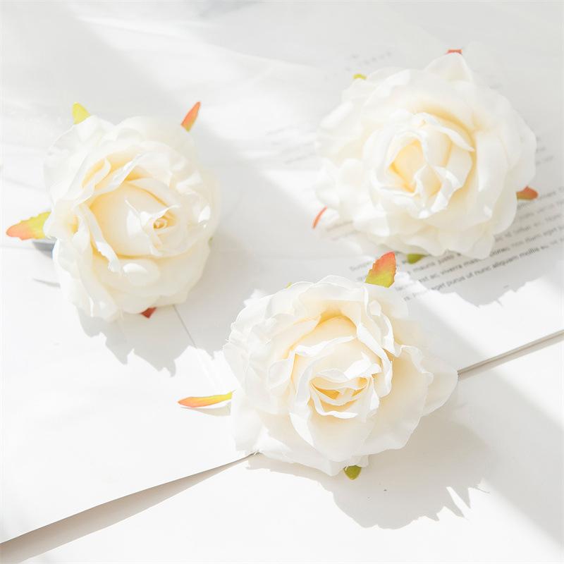 Gerollter Rand Rosenblütenkopf Handgefertigt DIY Künstliche Rosenblüten Peyote Hochzeitsblume Künstliche Requisiten Dekoration Künstliche Blumen
