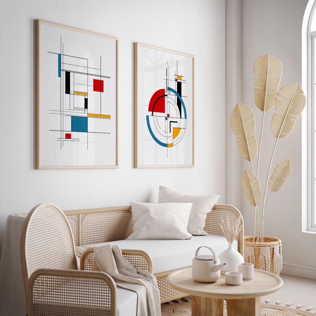 Set of Two Posters Geometry Mondrian