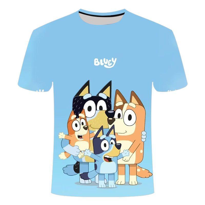 T-shirt 3D Bluey Cartone Animato per Bambini 2026 Estate Fresca Asciugatura Rapida Manica Corta Stampa Anime Maglietta Casual per Ragazzi e Ragazze Quotidiana