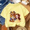 Street Style Boys Girls Tee Beauty And The Beast Trendy Fashion Cartoon Design Summer Kids Casual Outfit