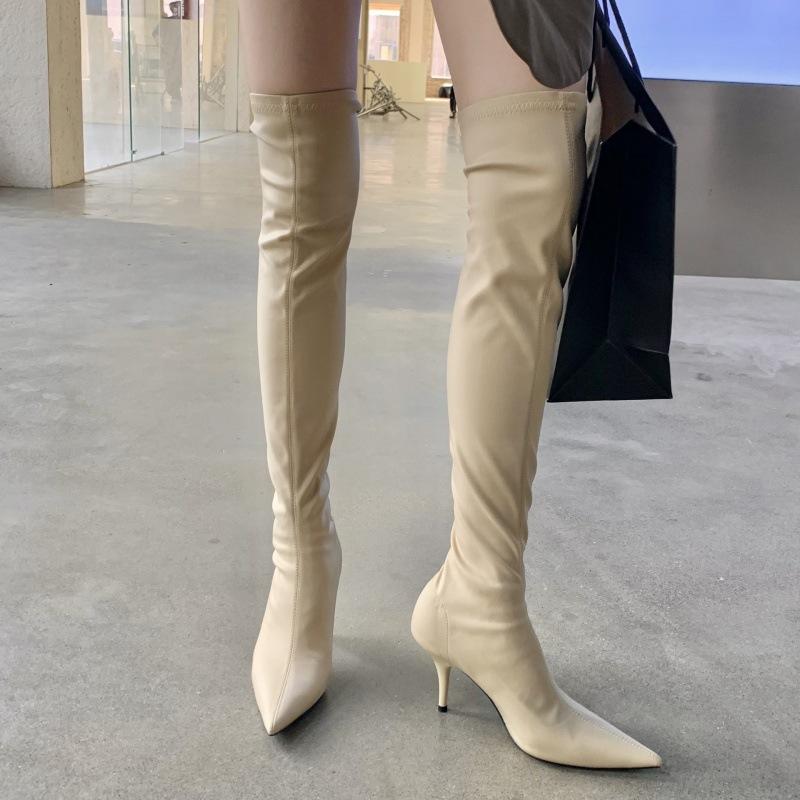 

2025 autumn and winter new fashion versatile fashion Internet celebrity pointed head thin heel thin temperament high heel over knee length 39