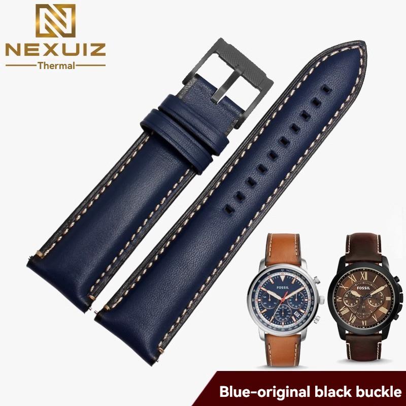 For Fossil Cowhide Leather Strap Men Black Blue Wristband Q Smart FTW1114 ME3110 FS5436 Quick Release Watchband 20mm 22mm 24mm