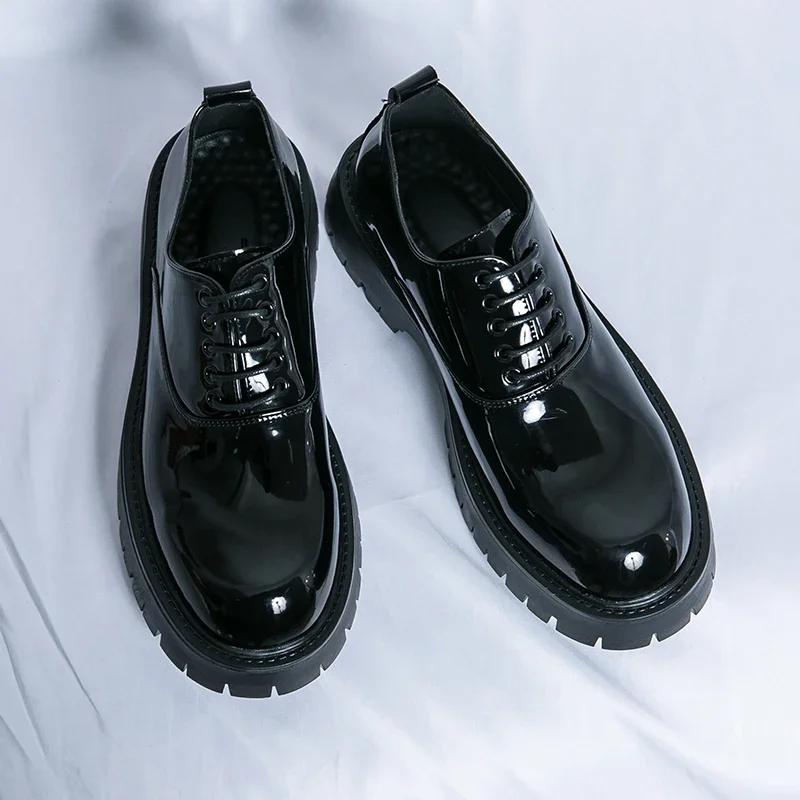 Men Derby Shoes PU Lace Up Thick Sole Business Dress Shoes Round Toe Comfortable and Anti Slip Classic Men Shoes