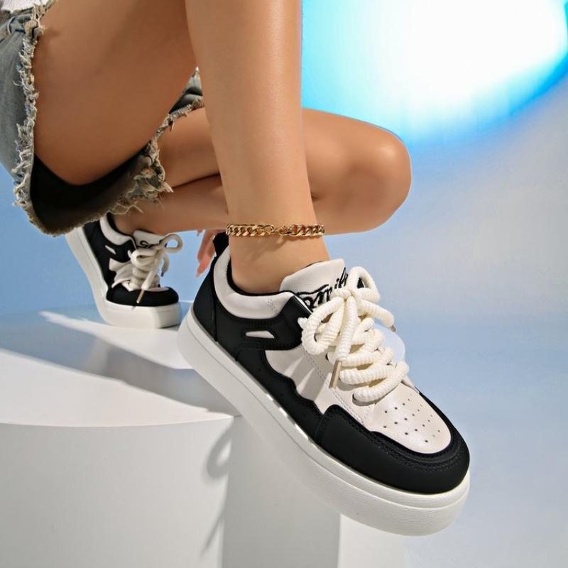 Fashion Fashionable Low Cut Women's Classic Casual Outdoor Thick Sole Height Increasing Running Sports Color Blocked Vulcanized Shoes