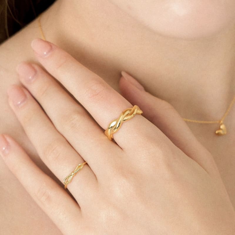 

LILYKORI 925 Silver Twist Gorgeous Ring Gold