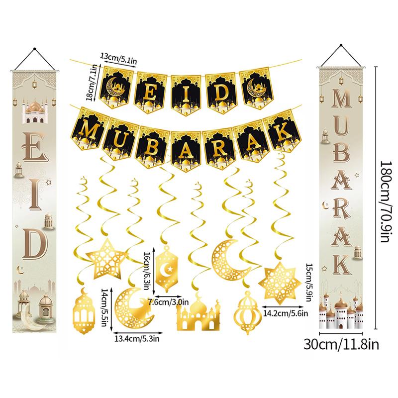 Ramadan Decorations 2026 Ramadan Banner Eid Mubarak 3D Honeycomb Paper Lanterns Holiday Wall Decor Muslim DIY Party Decoration