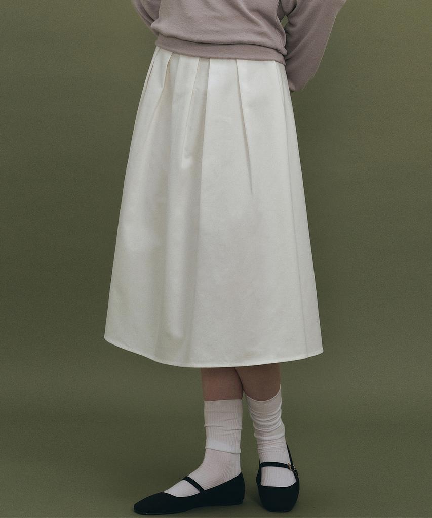 Roeil Voluminous Cotton Pleated Skirt - Ivory