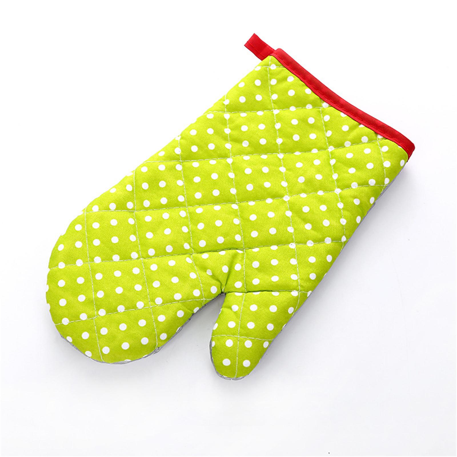 

Heat Resistant Oven Mitts for Cooking and Baking Microwave Safe Quilted Design Durable Kitchen Gloves for Hot Pots and Pans One Size зелёный