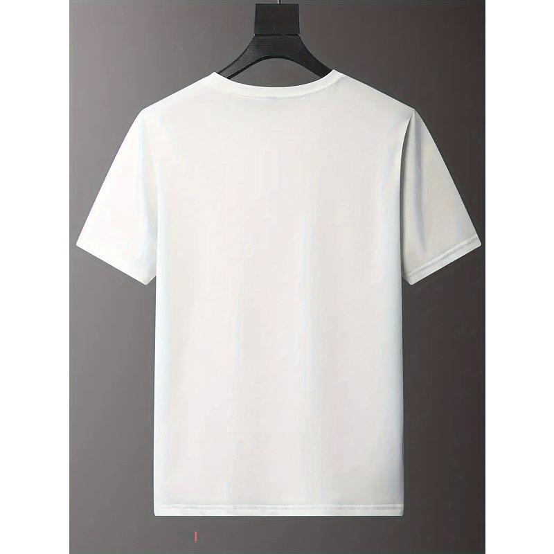 European Sizes Patterned T-shirt with a Letter Graphic Print, Casual Crew Neck, Regular Fit for Teenagers - Summer Short Sleeve Top