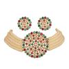Indian Bollywood Traditional Faux Pearls Grand Designer Jewelry Choker Necklace Set In Antique Gold Tone for Women