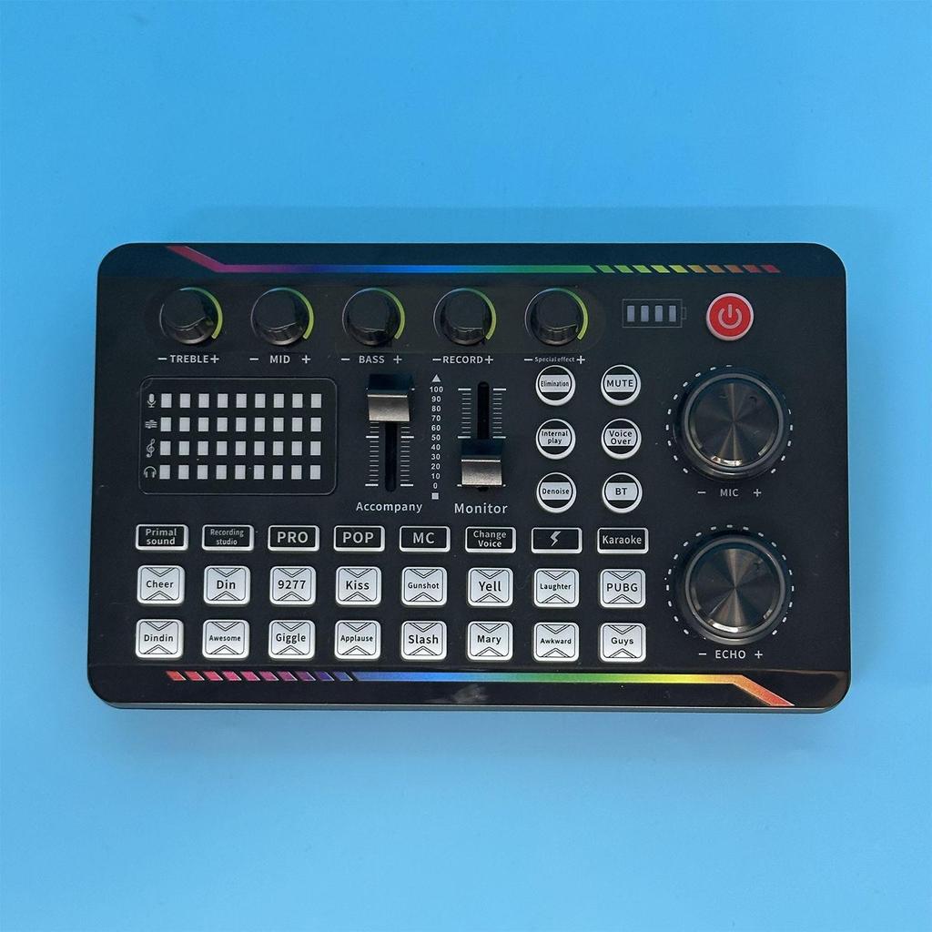 F998MAX Gaming Audio Mixer Streaming Mixer With Audio Interface BT Sound Board Voice Changer Sound Card,For PC Phone