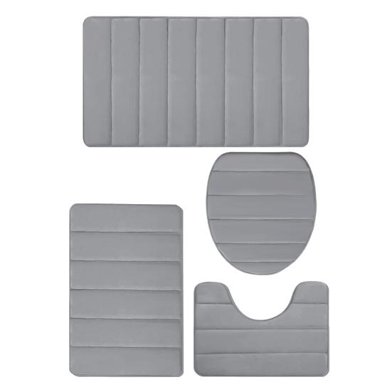 

4 шт./компл. коврик для ванной из пены с эффектом памяти, мягкие коврики для ванной из микрофибры, нескользящие толстые коврики для унитаза, можно стирать в машине, впитывает воду, универсальный набор для ванной комнаты