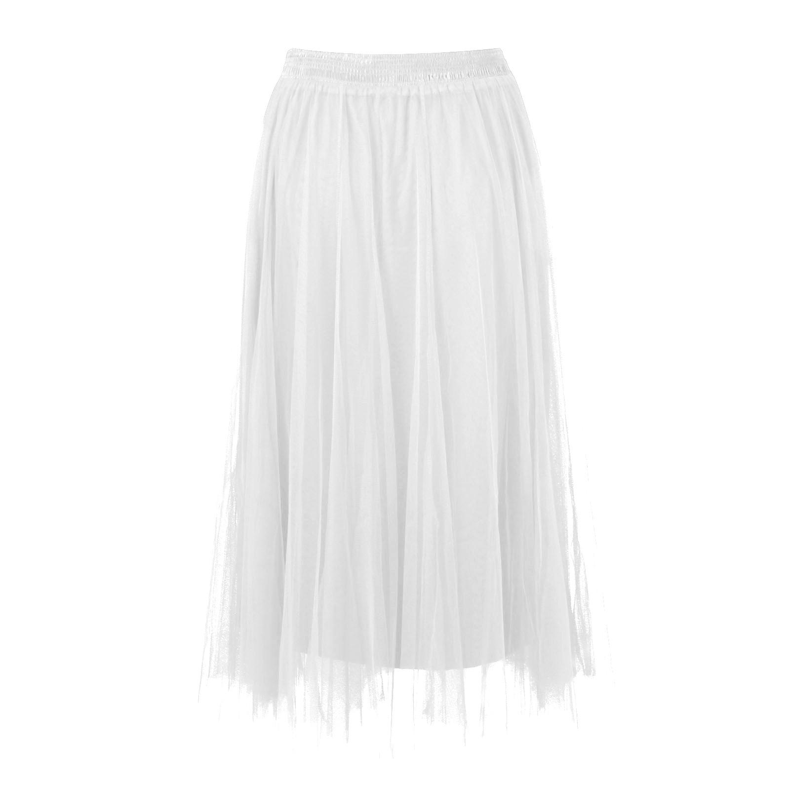 

Длинная тюлевая однотонная элегантная юбка с блестками и блестками, многослойная сетчатая юбка чайной длины с большим подолом для женщин M белый