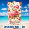 Floral Garden Theme Beach Towel Personalized Custom Name & Text Soft Quick Dry Beach Towel for Swimming Travel
