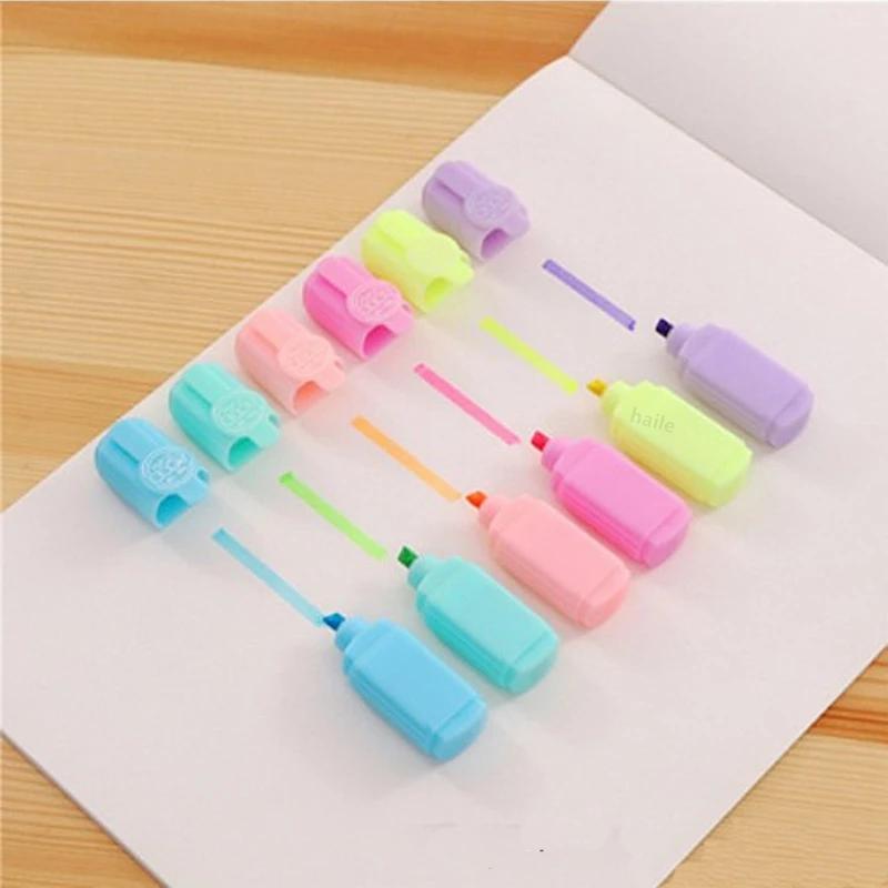 6 ks Kawaii Mini pilulky Zvýrazňovač Pero Kolekce Rozkošný Vtipný Usmívající se Tvář Fluorescenční Fixka Školní Kancelářské Umělecké Psací Potřeby