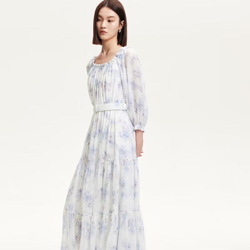 

VEROMODA 2025 Summer Printed Belted 3/4 Sleeve A-Line Dress S