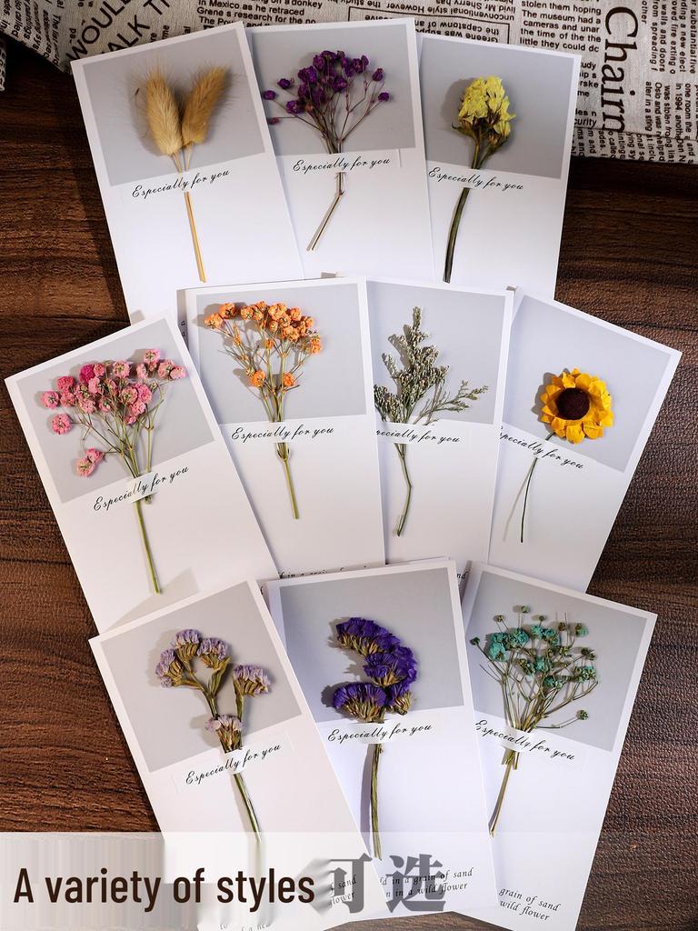 Handmade Dried Flower Greeting Card for Mother's Day, Thanksgiving, Birthdays & More