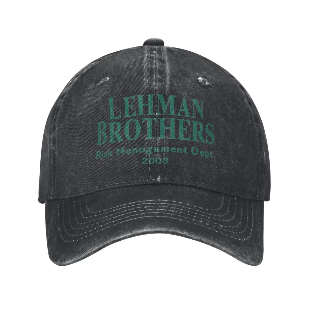 Unisex Lehman Brothers Risicobeheer Afdeling 2008 Print Hoed Vintage Verweerd Denim Baseballpet Verstelbaar