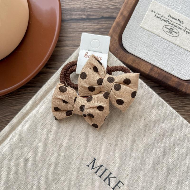 New Coffee-colored Sunflower Mushroom Children's Leather Band Bow with High Elasticity and No Damage To Hair Bands  Ponytail Hair Tie Headwear