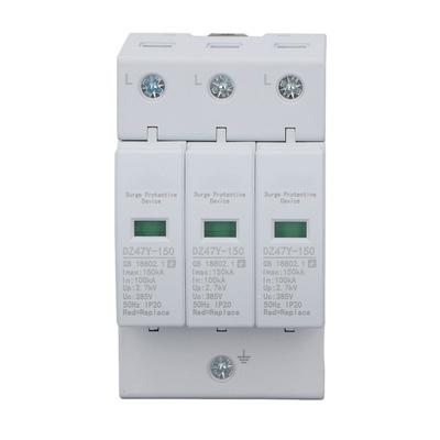 House Surge Protective Device 150KA Fireproof PC Voltage Surge Arrester Device for Distribution Box 385V 3P