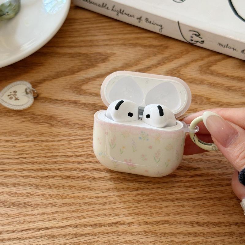 Pink plaid milky white floral AirPods 1 generation earphone case for Apple earphones AirPods 1 /Pro1