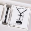 3 Piece Men Fashion Personality Simple Black Stainless Steel Non Fading Cross Necklace Ring Bracelet Set Accessories