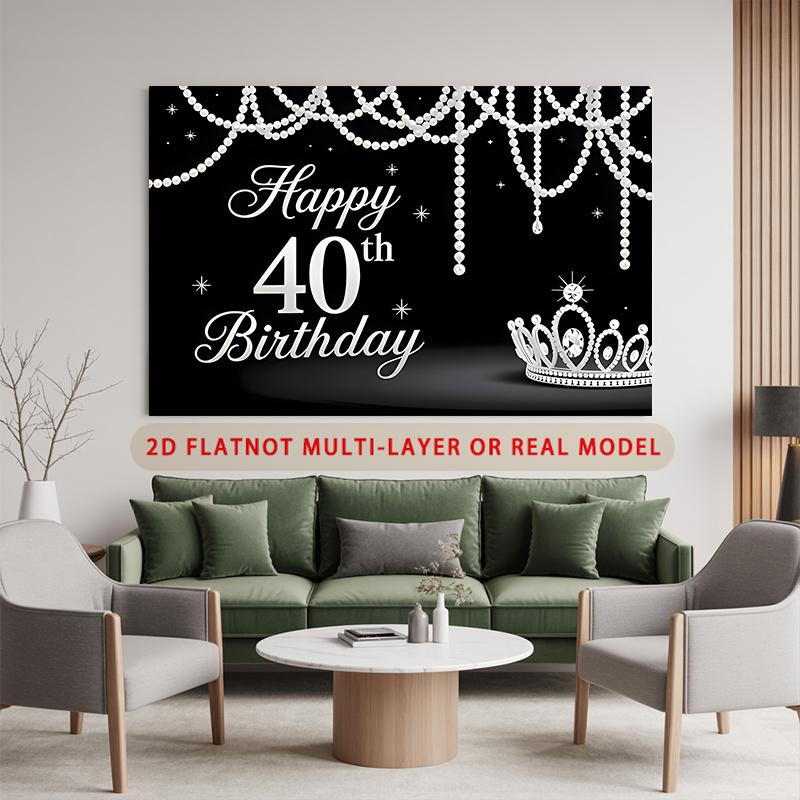 Party Backdrop Happy 40Th Birthday Birthday 40Th Photo Booth Background Wall Decor