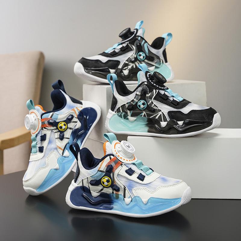 Boys' Sports Shoes Boys' Shoes 2025 New Running Mesh Basketball Shoes Breathable Medium and Large Children's Boys Non-slip