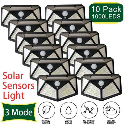 100 LED Solar Power Wall Light 3Mode Motion Sensor Waterproof Lamp Outdoor Solar Lights Garden Street Lamp Decoration
