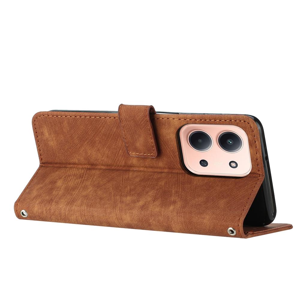 For Xiaomi Redmi 15C 5G (EU) (173mm)/15C 4G (EU) (173mm) Stand Case Imprinted Lines Leather Phone Cover