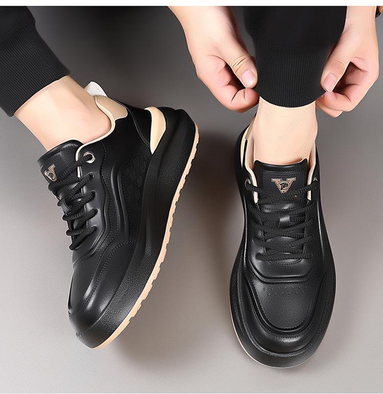 Men's Autumn & Winter Genuine Leather Sneakers - Stylish, Comfortable, Versatile, Casual White Shoes.