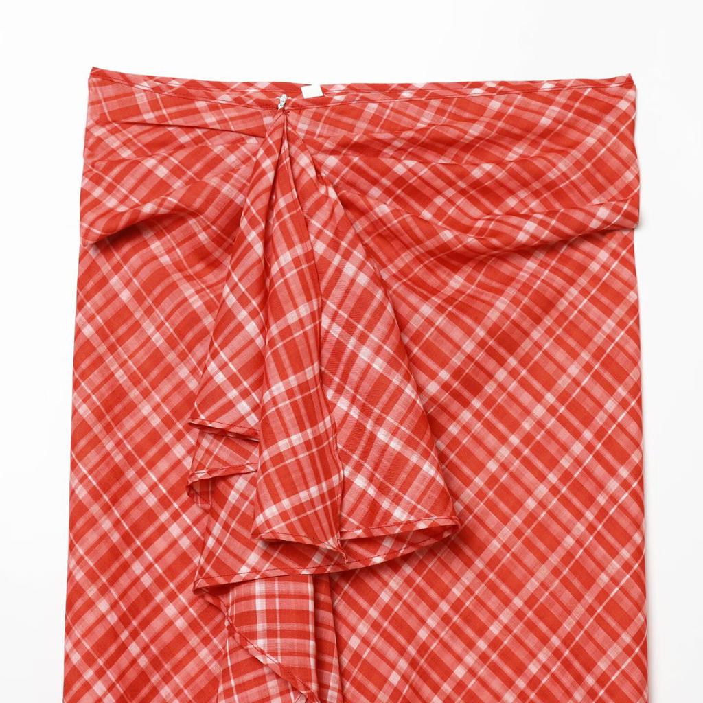 European and American Style, New Women's Clothing, Foreign Style, Versatile, Fashion, Plaid Midi Skirt 2554380