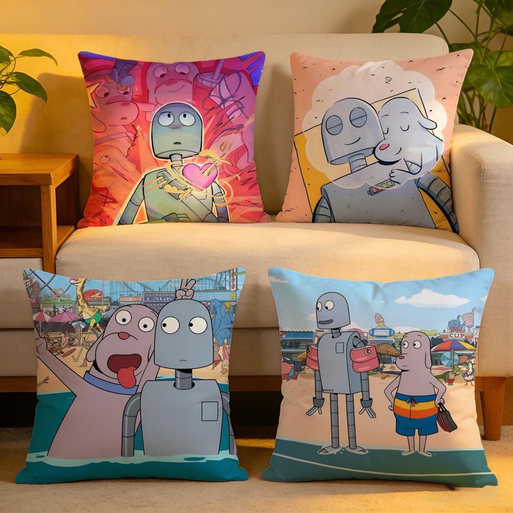 Cushion Cover Linen SkinFriendly Soft Decorative Case for Sofa Home Decor Healing RRobot Dreams Anime Pillow cover