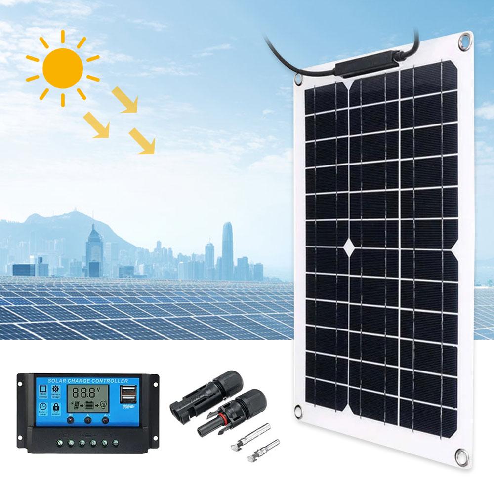 18V Solar Panel Kit Complete 15W Portable Outdoor USB Rechargeable Solar Cells Plate Power Bank for Camping Emergency