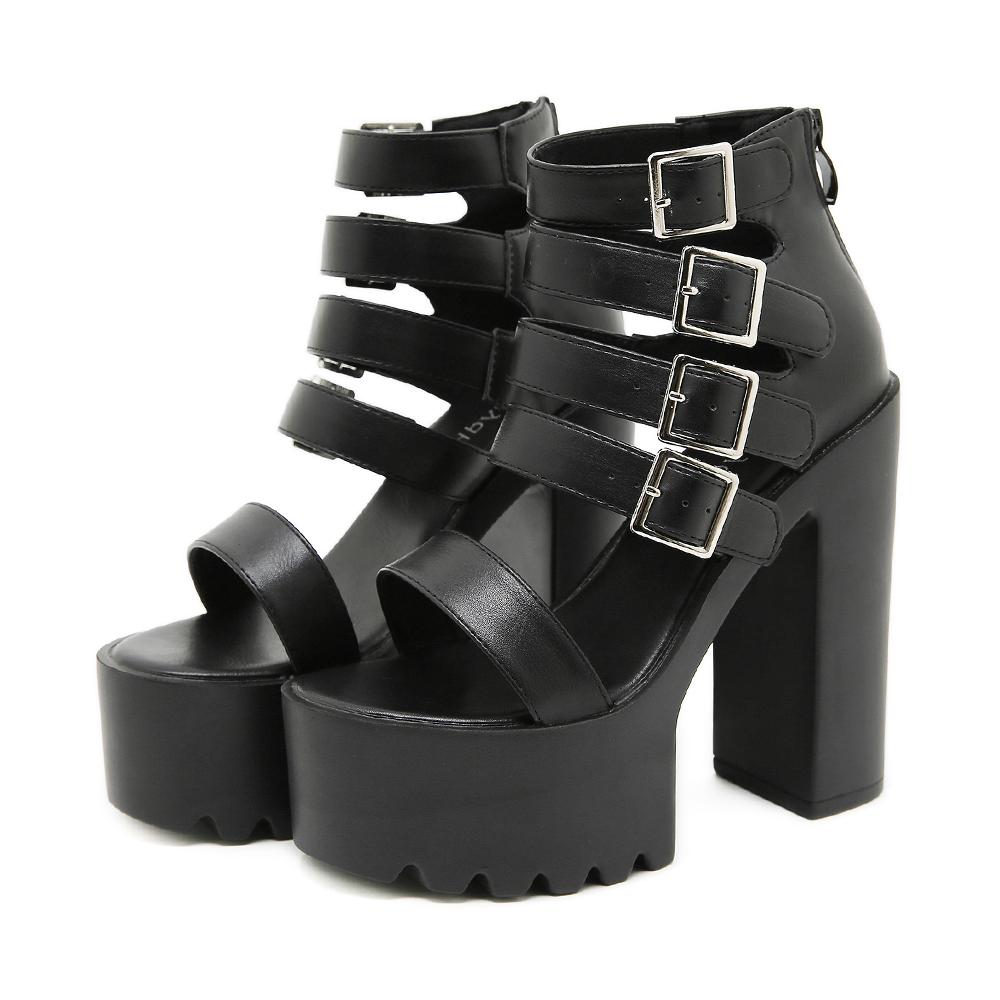 

Gdgydh Ultra High Heels Women s Sandals Stage Thick Bottom Show Catwalk Summer Shoes with Zipper Platform Sandals Buckle Strap 39