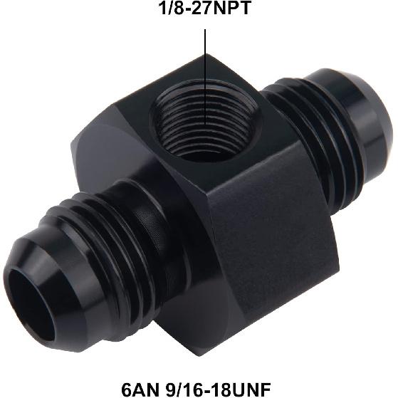 EVIL ENERGY 6AN Male to 6AN Male Flare Union Coupler with 1/8 NPT Gauge Port Fitting Adapter 2PCS
