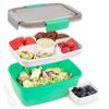 2 Layer Lunch Box Leak Proof 2000ML Food Storage Container with Dressing Container Compartment Salad Box Microwave Safe