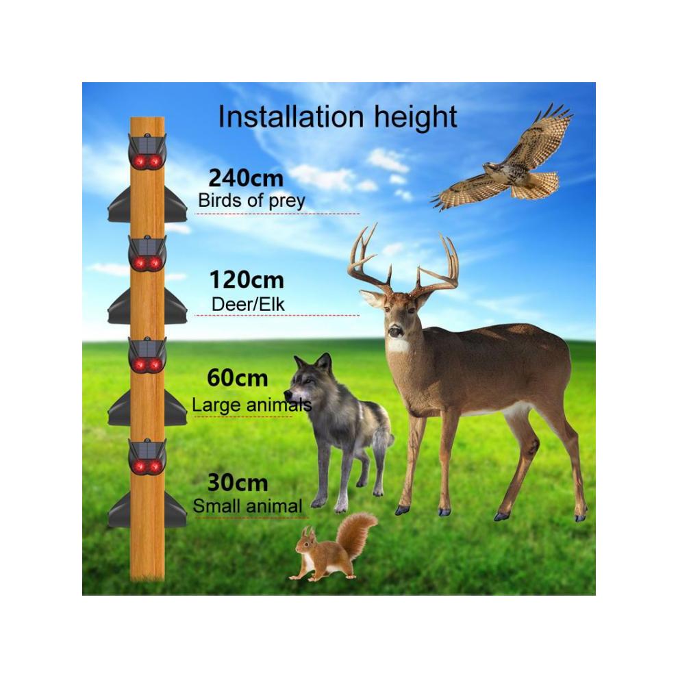 Répulsif solaire anti-animaux pour l'extérieur, lampe d'avertissement