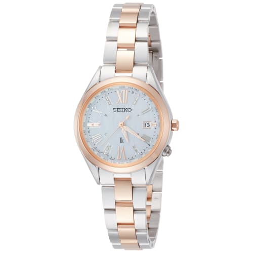 

Годинник Seiko Lucia Solar з радіокеруванням, з перламутровим циферблатом, інкрустованим діамантами, титанова модель SSQV040, жіночий сріблястий
