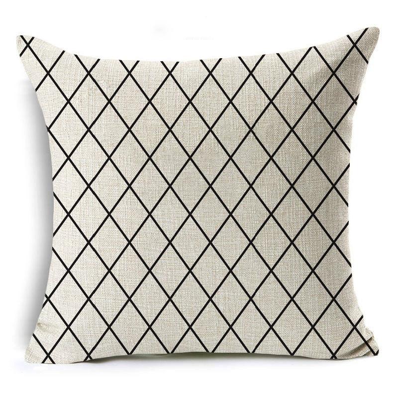 Modern Simple Black and White Geometric Linen Pillow Case Home Sofa Pillow Cushion Cover Soft Decoration