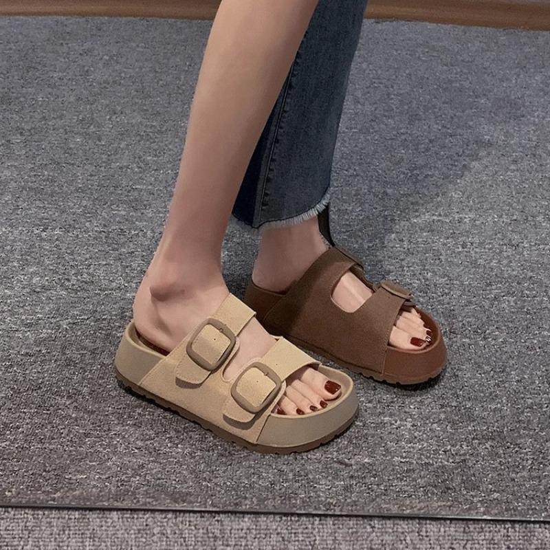 Plateauschuhe Damen neue Damen coole Hausschuhe Sommerbekleidung weiche Sohle Strand runde Zehen Sandalen rutschfest tragen