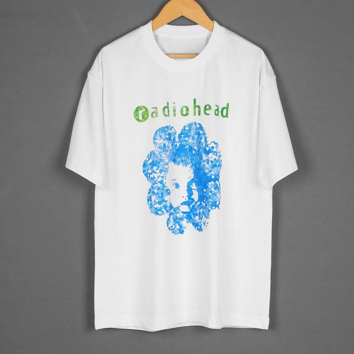 

Radiohead Tshirt Unisex Street Hiphop Rock Shortsleeved Women Roundneck Tops Fan Gifts M