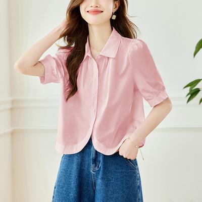 Temperament Lapel Short-sleeved Shirt for Women In Summer New Design Niche Shirt Top